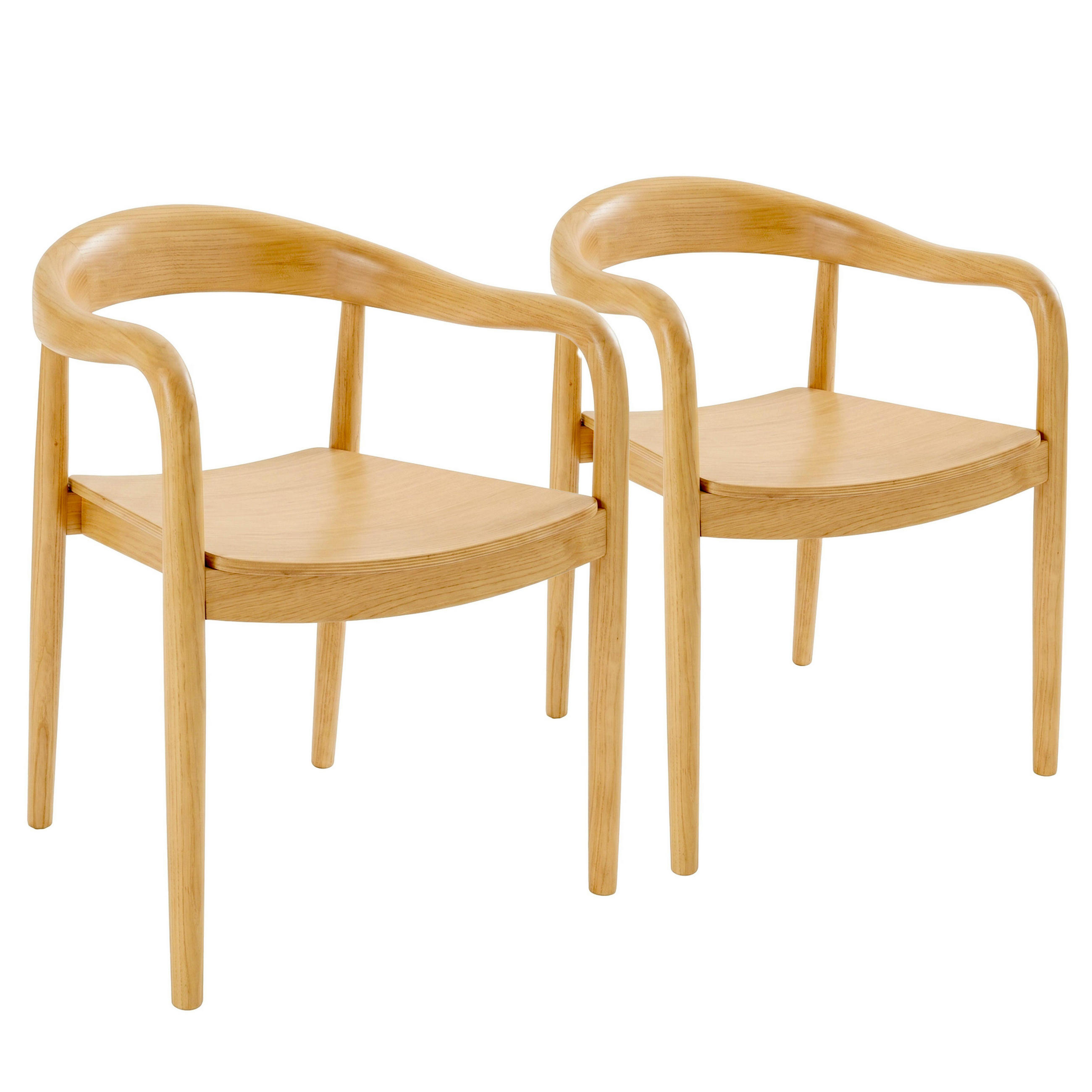 STÜHLE 2-tlg., Holz - Eichefarben, Holz (55/75/55cm) - Oviala