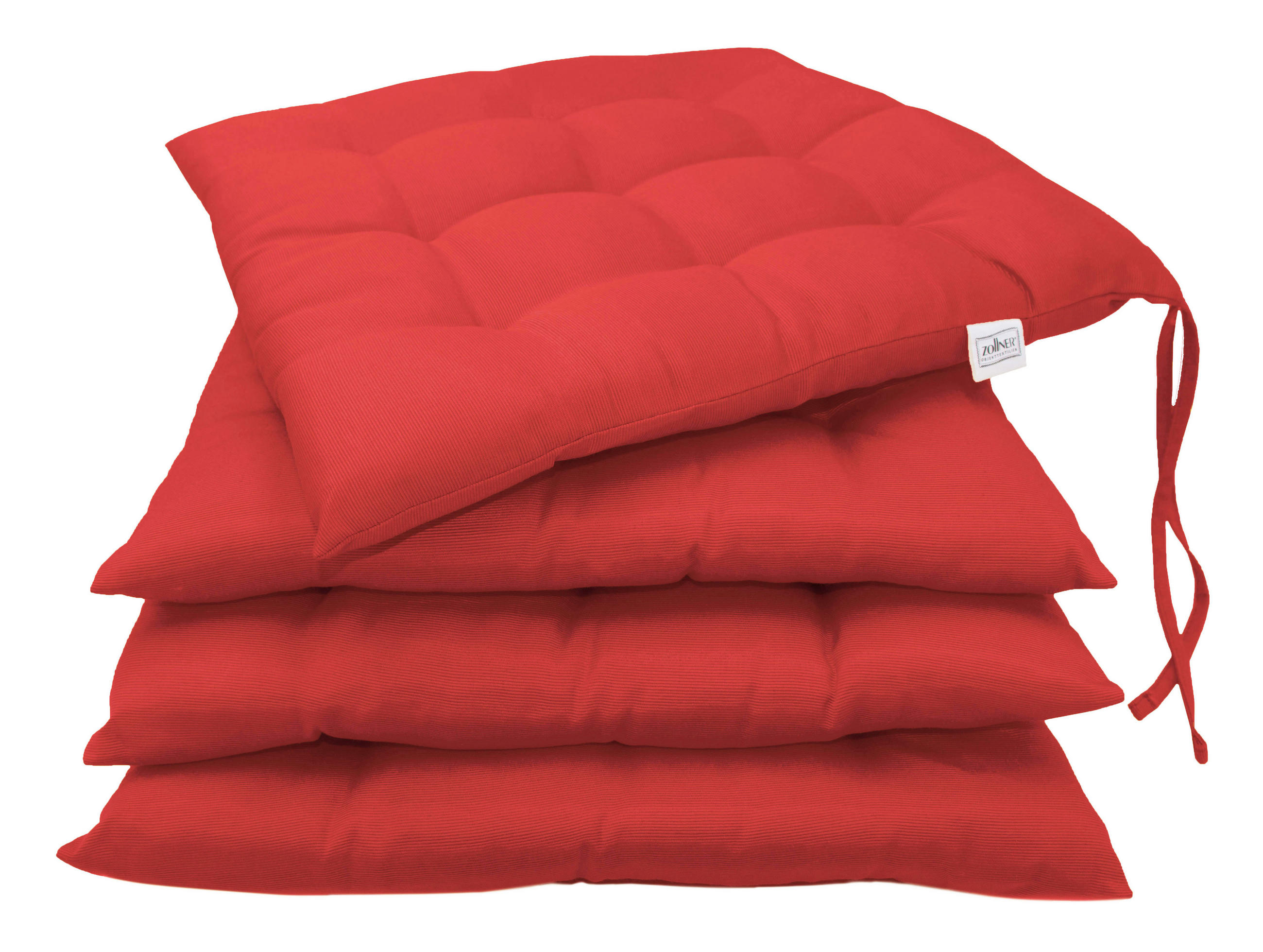 STUHLKISSEN, 4er-Set, 40x40 cm, 100% Polyester, Rot - Rot, Textil (40/40/3cm) - Zollner