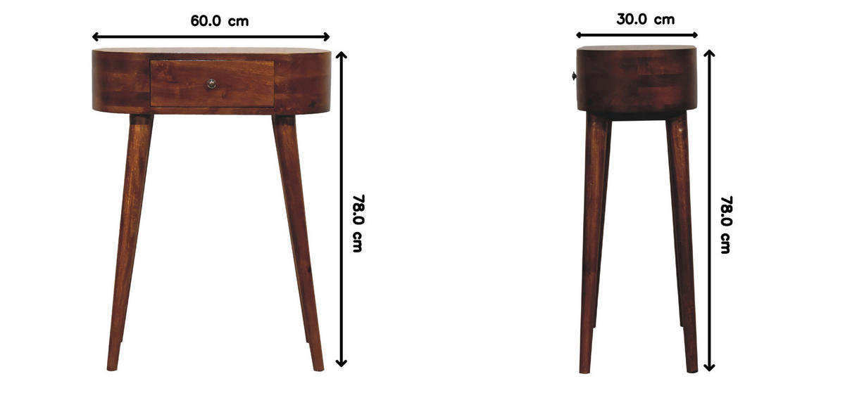 KONSOLE Massivholz Mini Albion Kastanienbraun, 1 Schublade, Dunkelbraun - Dunkelbraun/Messingfarben, Holz/Metall (30/60/78cm) - Artisan Furniture