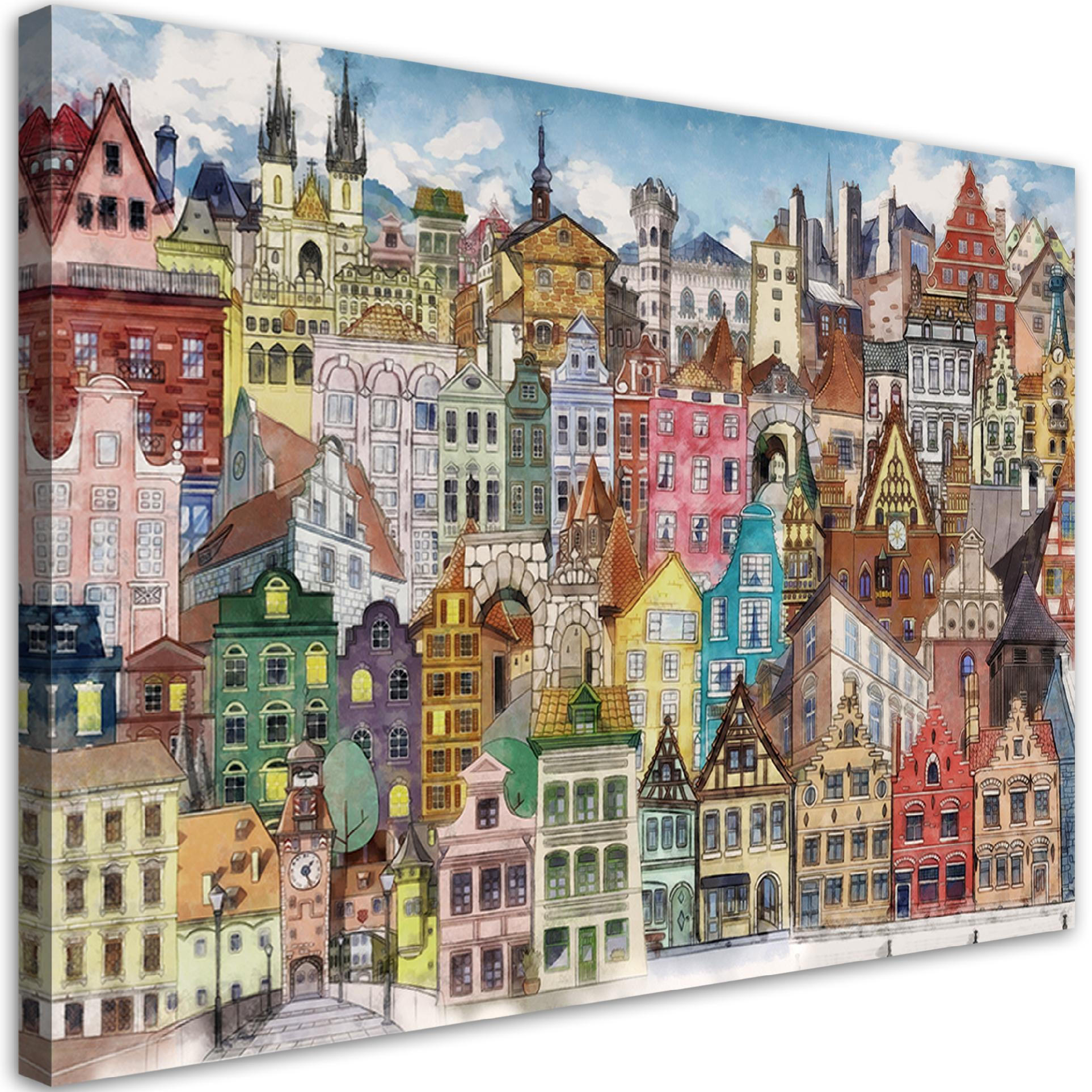 WANDBILD fröhliche stadt - Multicolor, Textil (60/40cm) - Feeby