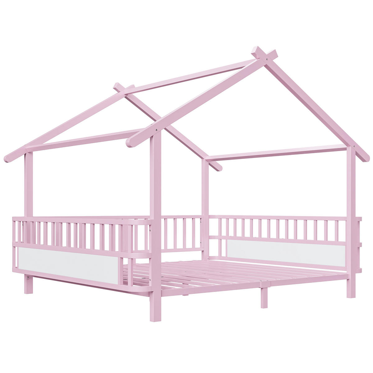 KINDERBETT 140x200 Metall Sicherheitsgitter Rosa - Pink, Metall (140/200cm) - FLIEKS