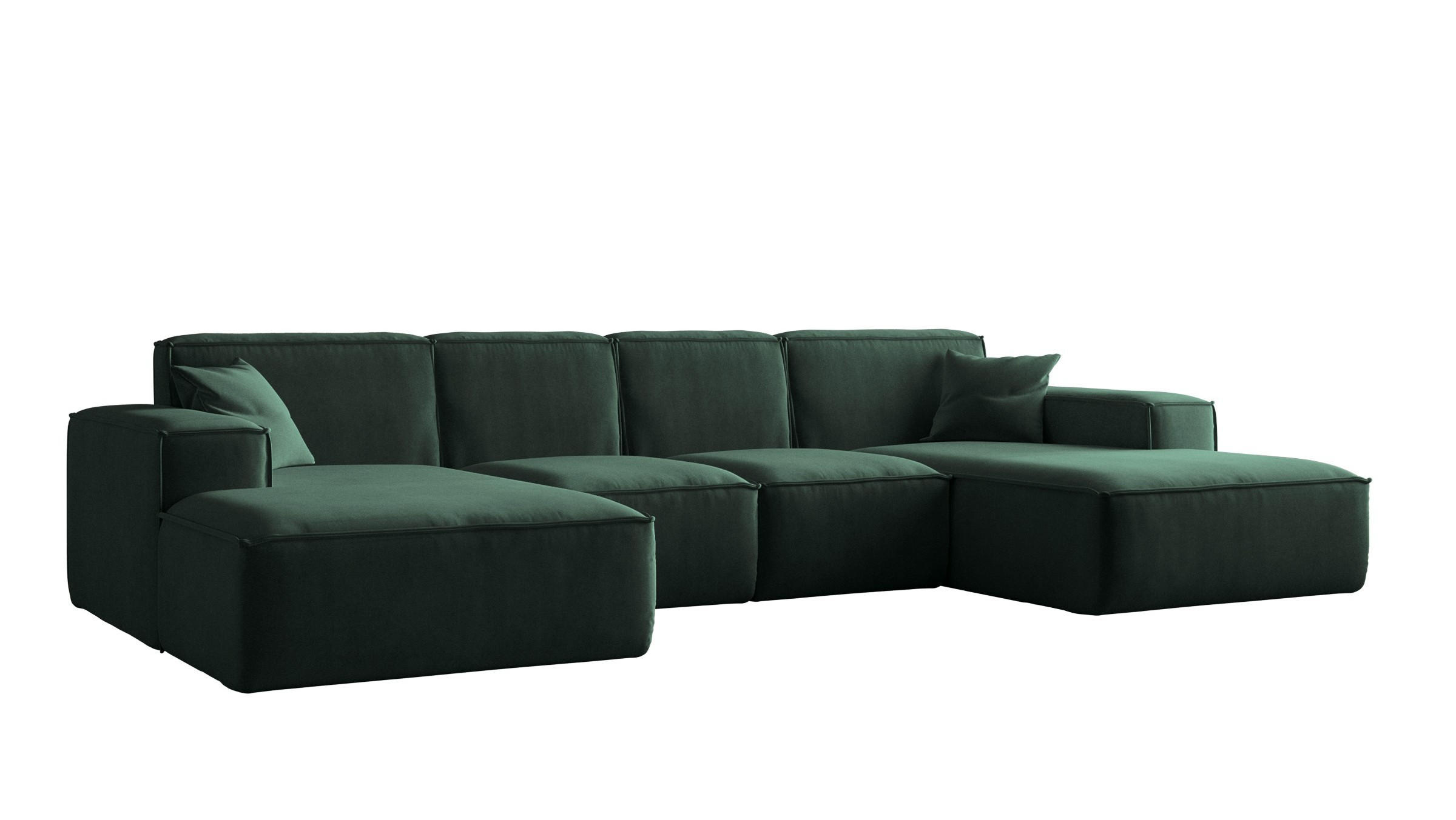 ECKSOFA U-Form Siena, U-förmiges Ecksofa, Stoff Salvador Grün - Grün, Holz/Textil (344/165cm) - Kaiser Möbel
