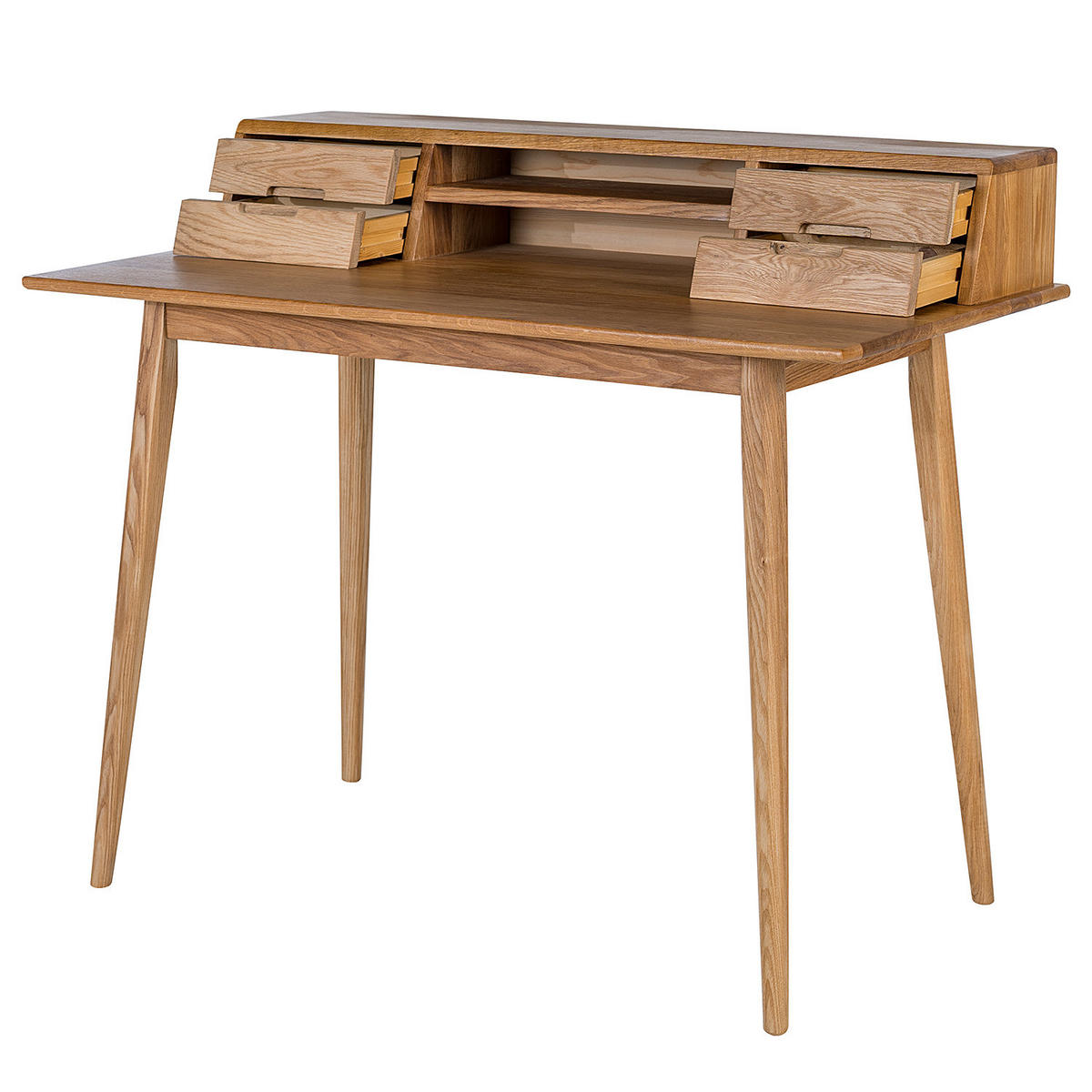 SCHREIBTISCH - Eiche massiv - Eichefarben, Holz (58/110/90cm) - home24