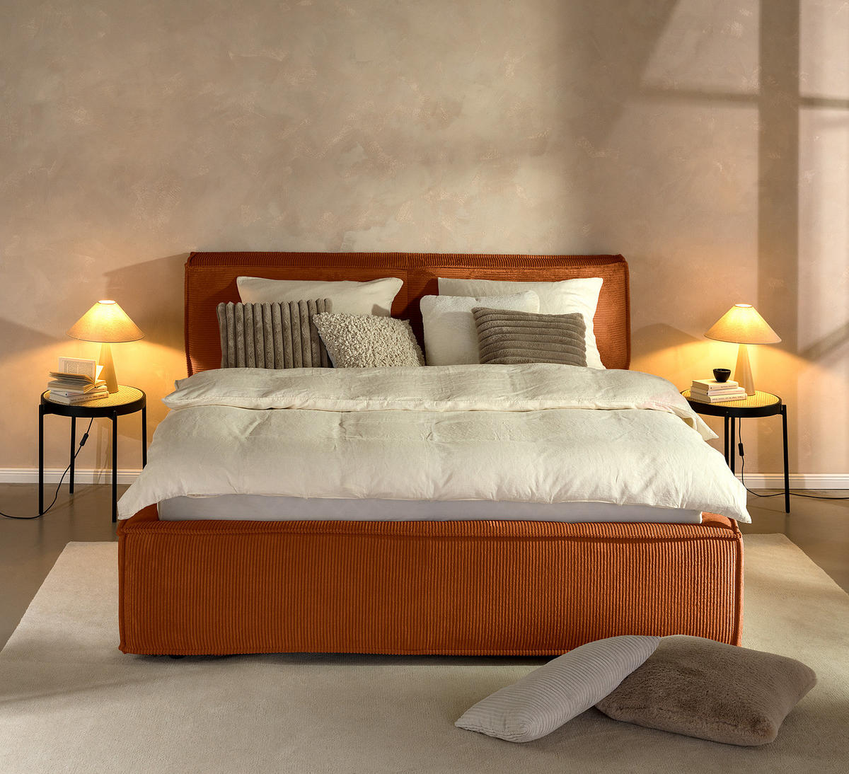 POLSTERBETT - Orange, Textil (160/200cm) - home24