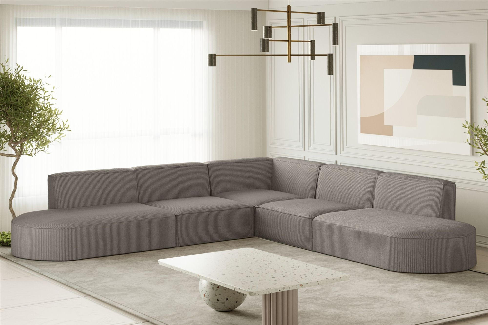 ECKSOFA Palma In Scala - Grau, Holzwerkstoff/Textil (276/276cm) - Fun Möbel