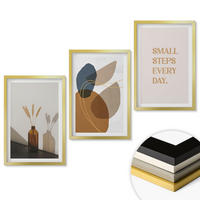 WANDBILDER 3er Set - 40x60 cm Goldrahmen - Set abstrakter Formen - Goldfarben, Kunststoff (40/60cm) - ArtPrintCave