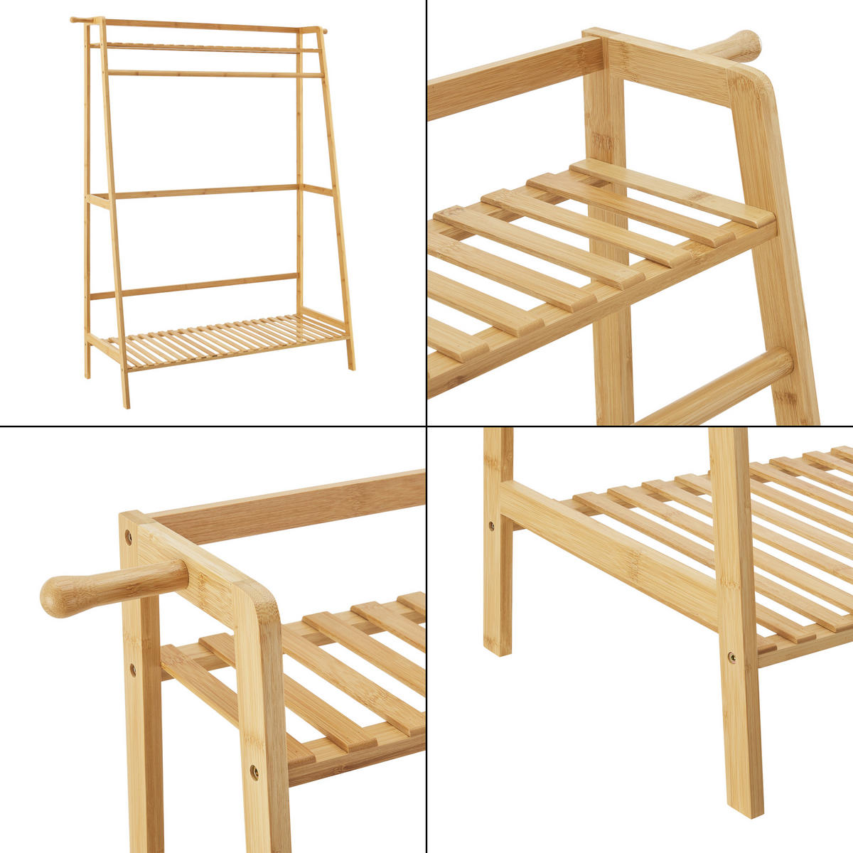 GARDEROBENSTÄNDER Föglö - Naturfarben, Holz (100/139/40cm) - [en.casa]