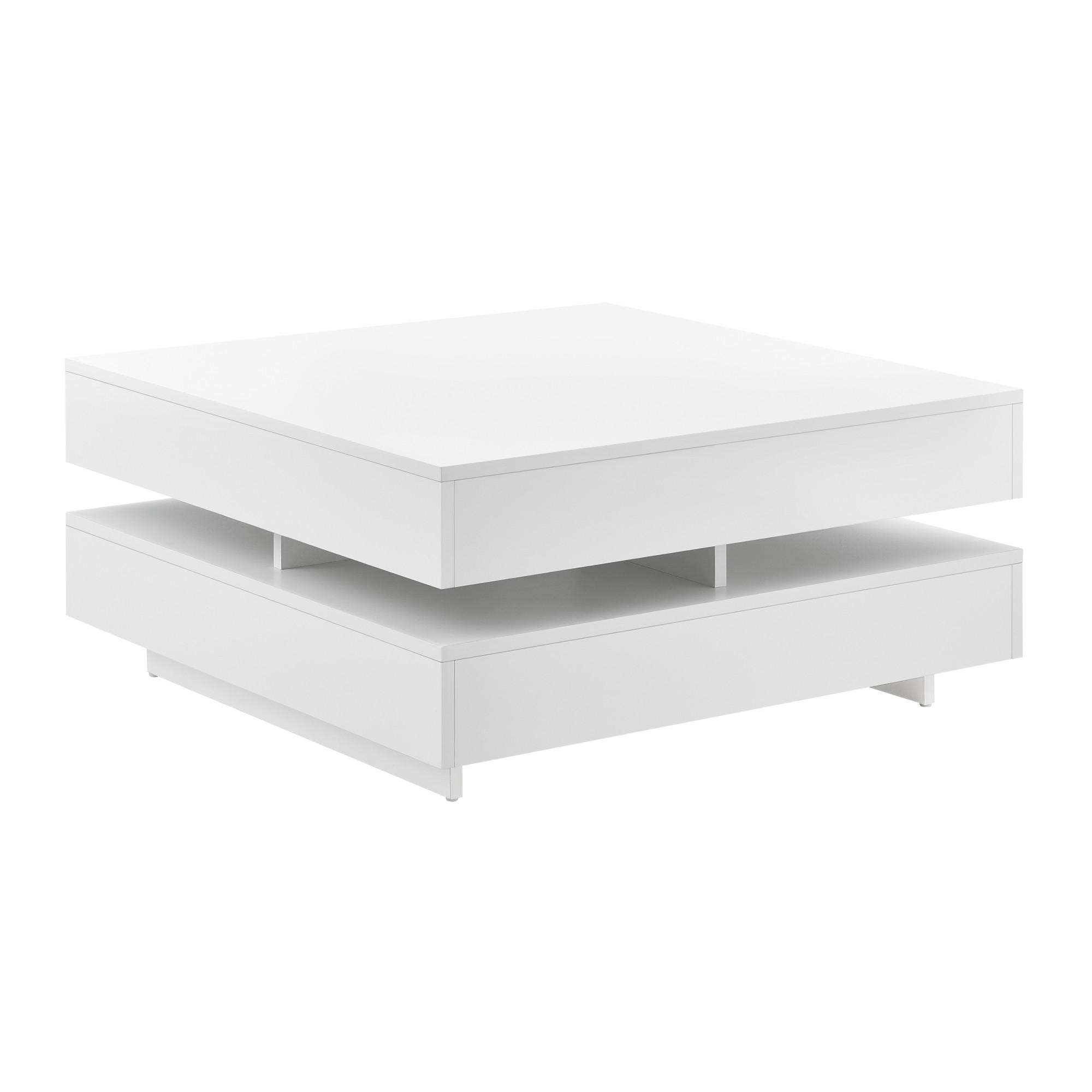 COUCHTISCH Märsta 75/75/36 - Weiß Hochglanz, Holzwerkstoff (75/75/36cm) - [en.casa]