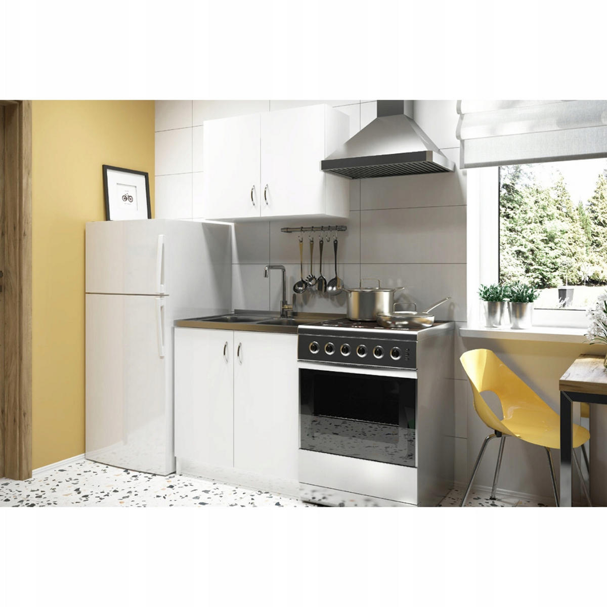 SPÜLUNTERSCHRANK 80cm mit Spüle + Armatur + Siphon weiß - Weiß, Holzwerkstoff (80/82/80cm) - Stamar