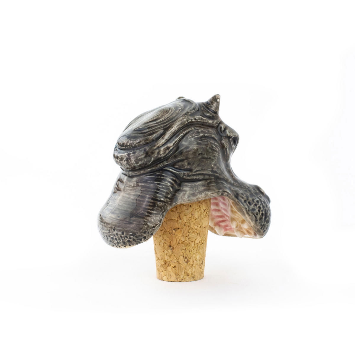 WEINSTOPPER Hungry Hippo, Dolomit, Grau, 5.5 cm - Weiß, Keramik (5/5.5/5cm) - Donkey Products