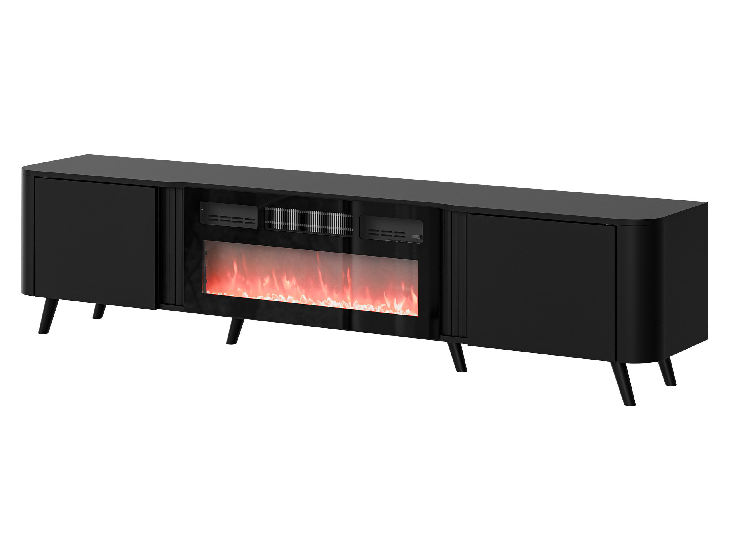 TV-LOWBOARD Volare 200 EF mit Kamin - Schwarz, Holzwerkstoff/Kunststoff (200/49/39cm) - MIRJAN24