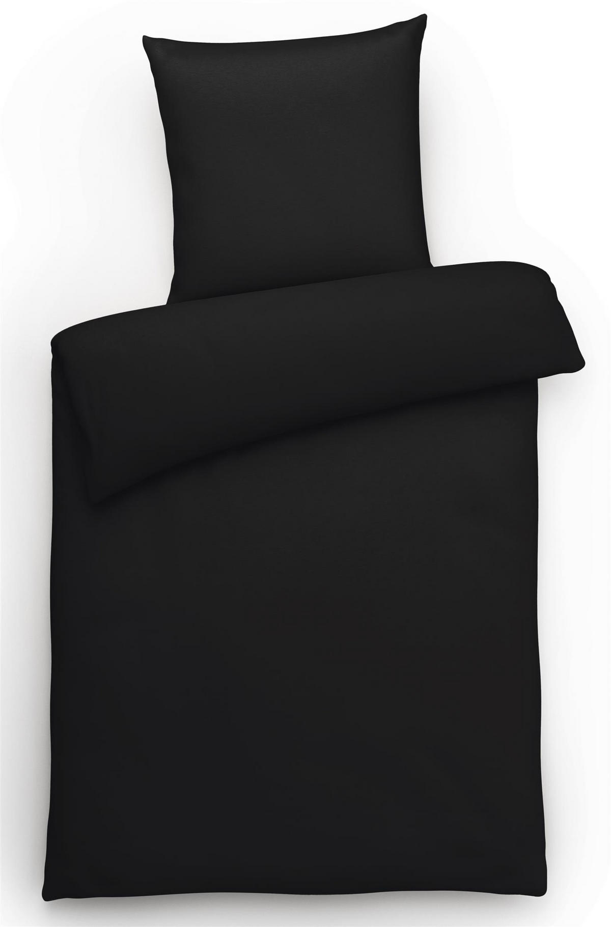 MAKO-SATIN-BETTWÄSCHE 155x220 Bettbezug einfarbig 100% Baumwolle - Uni Schwarz - Schwarz, Textil (155/220cm) - Carpe Sonno