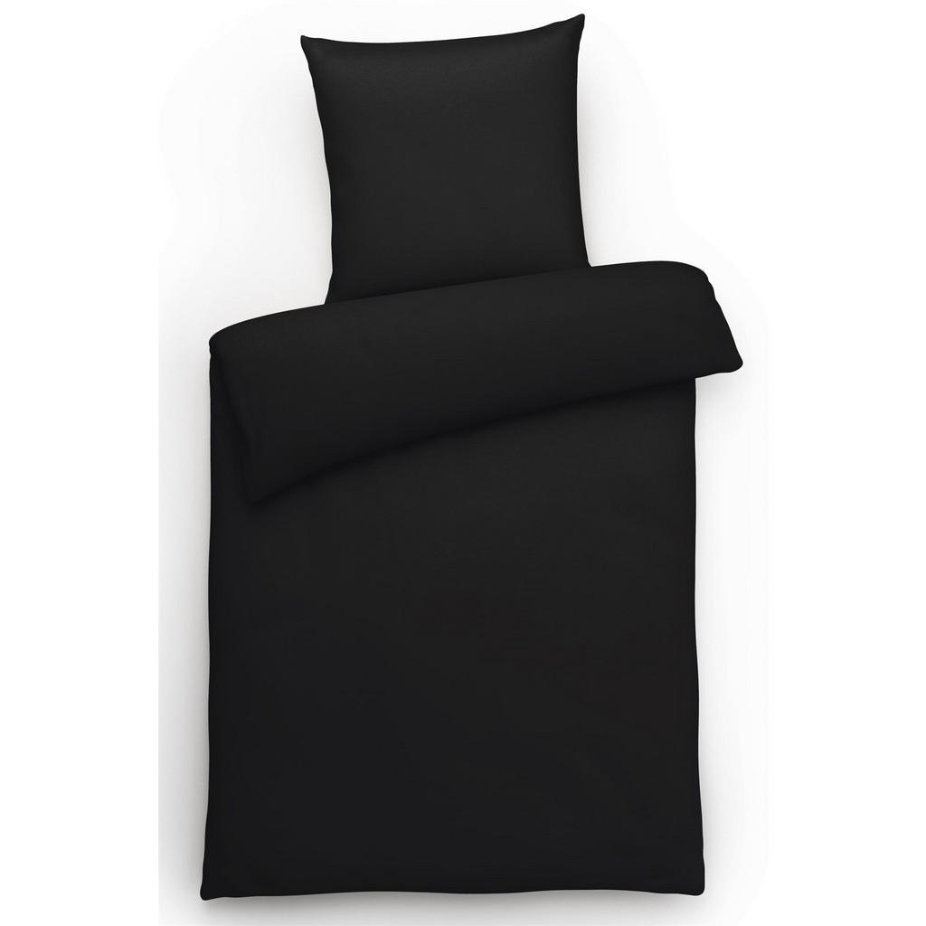 Thumbnail - Carpe Sonno Mako-Satin-Bettwäsche, Schwarz, Textil, Uni, Füllung: Baumwollfüllung, Rechteckig, 155x220 cm, Oeko-Tex® Sta...