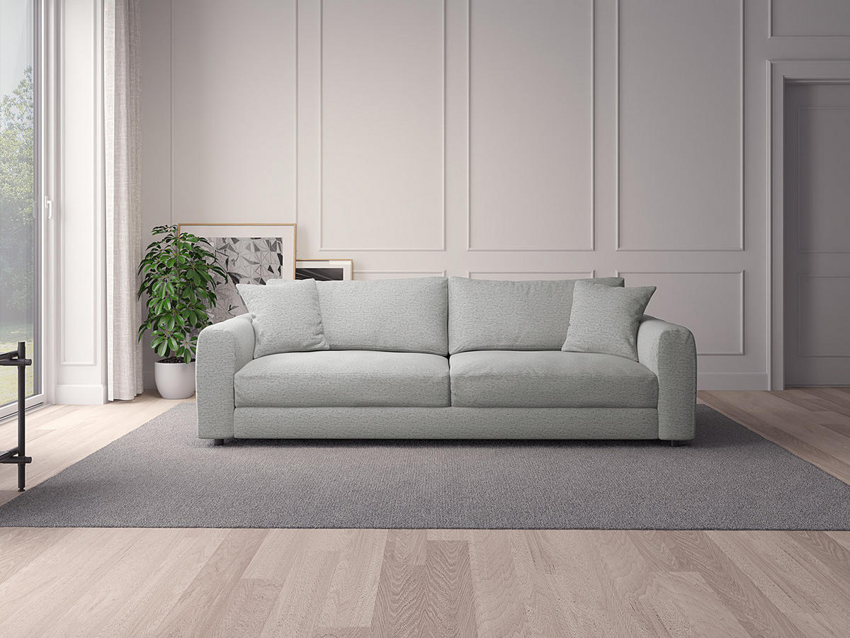 3-SITZER SOFA - Schwarz/Hellblau, Holz/Kunststoff (238/79/106cm) - home24
