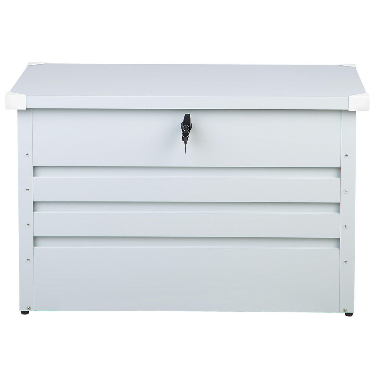 AUFLAGENBOX Stahl hellgrau 100/62 cm Cebrosa - Hellgrau, Metall (100/64/62cm) - Beliani