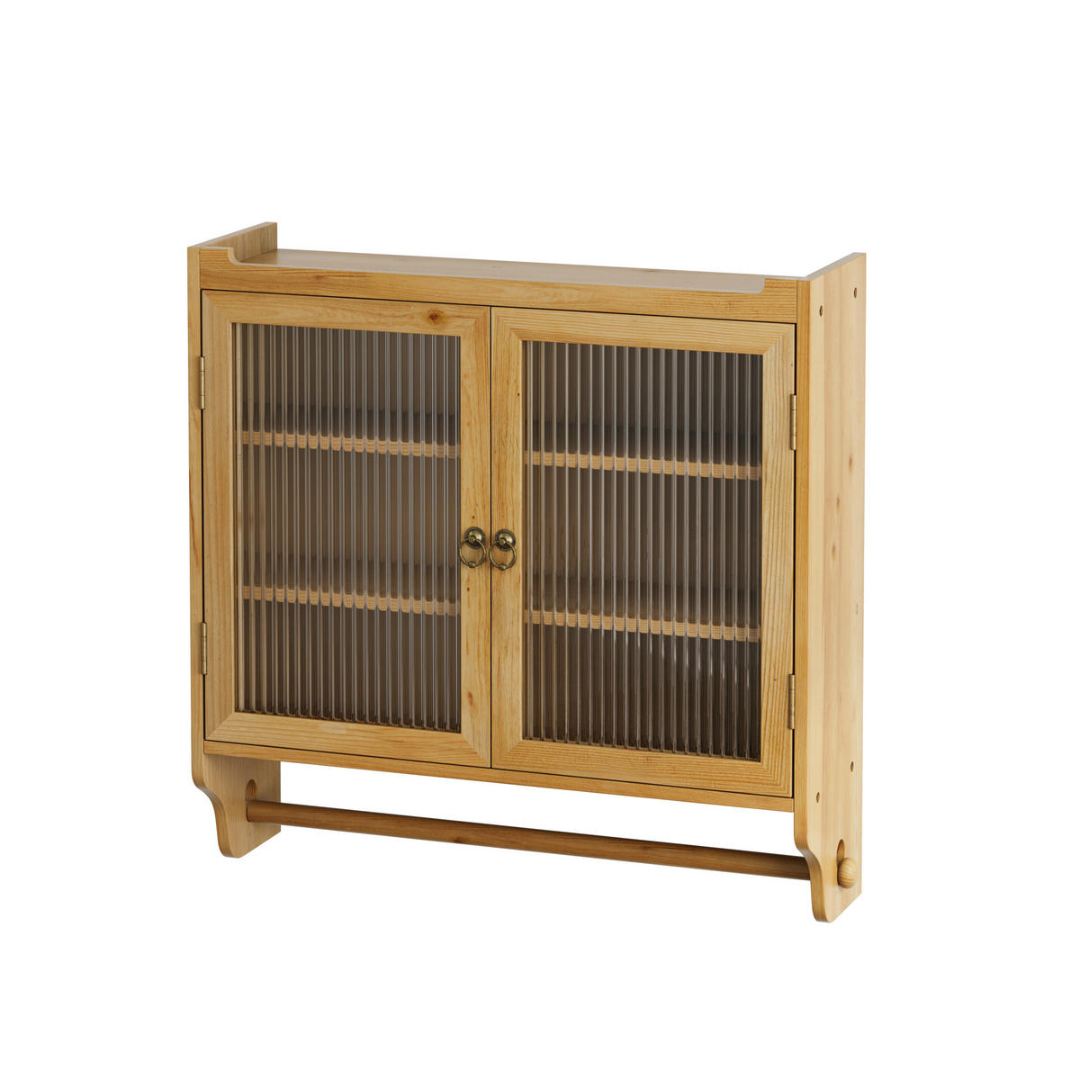 KÜCHENOBERSCHRANK 63/18/60 cm aus Massivholz und MDF mit geriffeltem Glas und Handtuchhalter Natur - Naturfarben, Holzwerkstoff (63/60/18cm) - Modenvie