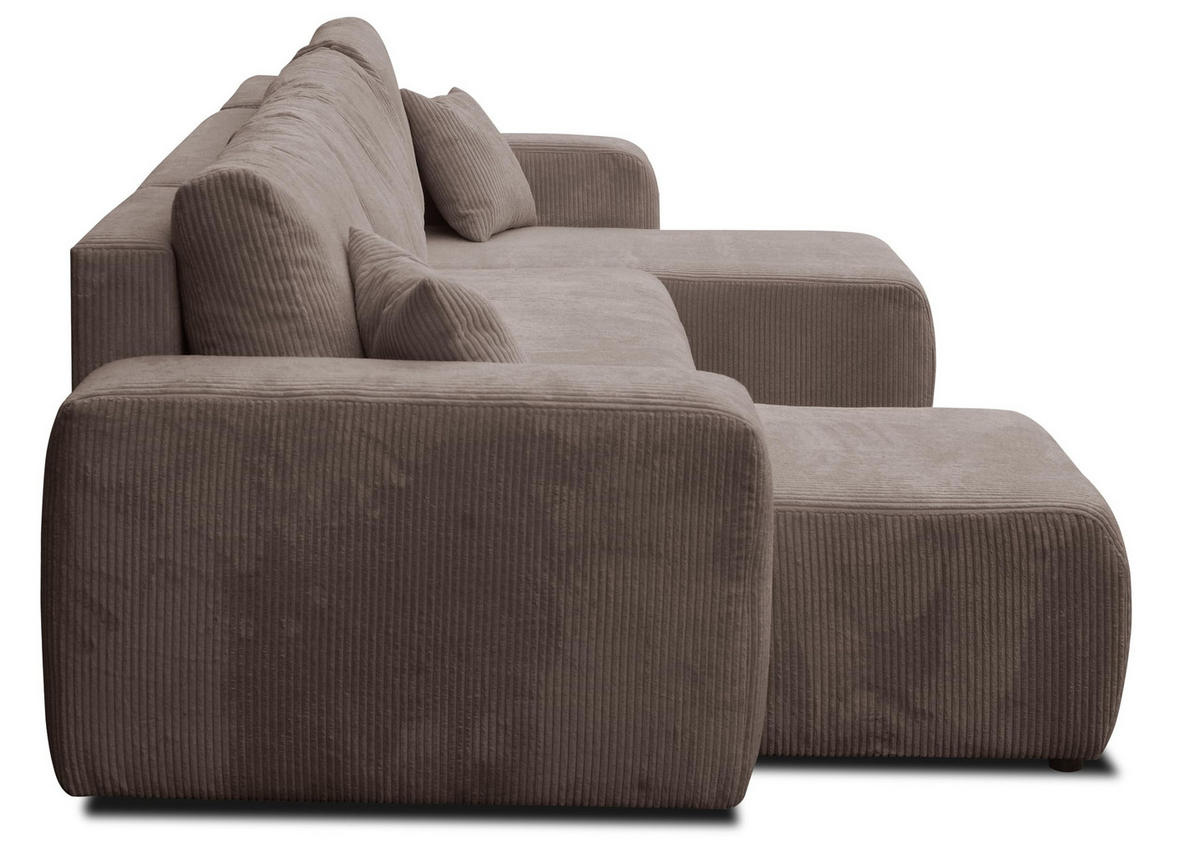 WOHNLANDSCHAFT LUNA U-FORM mit Schlaffunktion und Bettkasten (Braun) - Braun, Textil (312/83/142cm) - VENASI MÖBEL