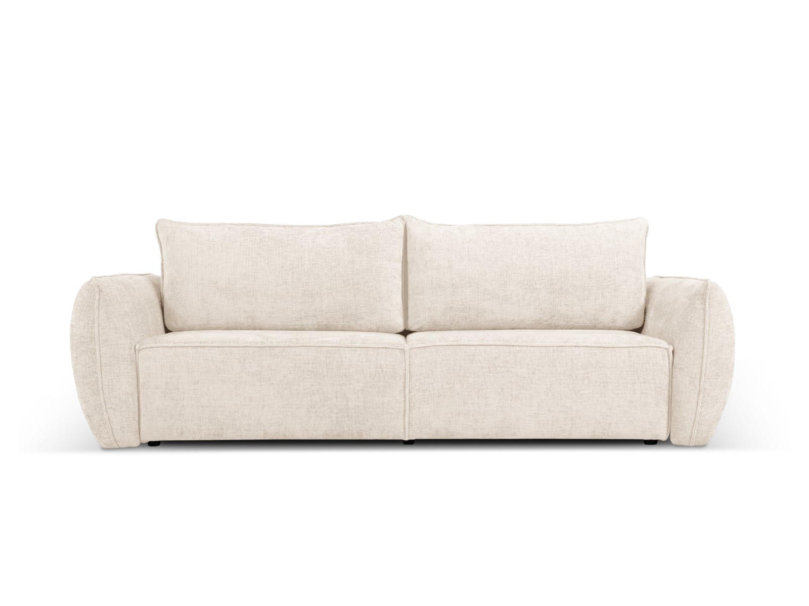 AUSKLAPPBARES-SOFA mit Bettkasten Kaelle aus Chenille-Stoff leichtes beige 3 Sitzplätze - Creme, Textil (97/91/244cm) - Micadoni