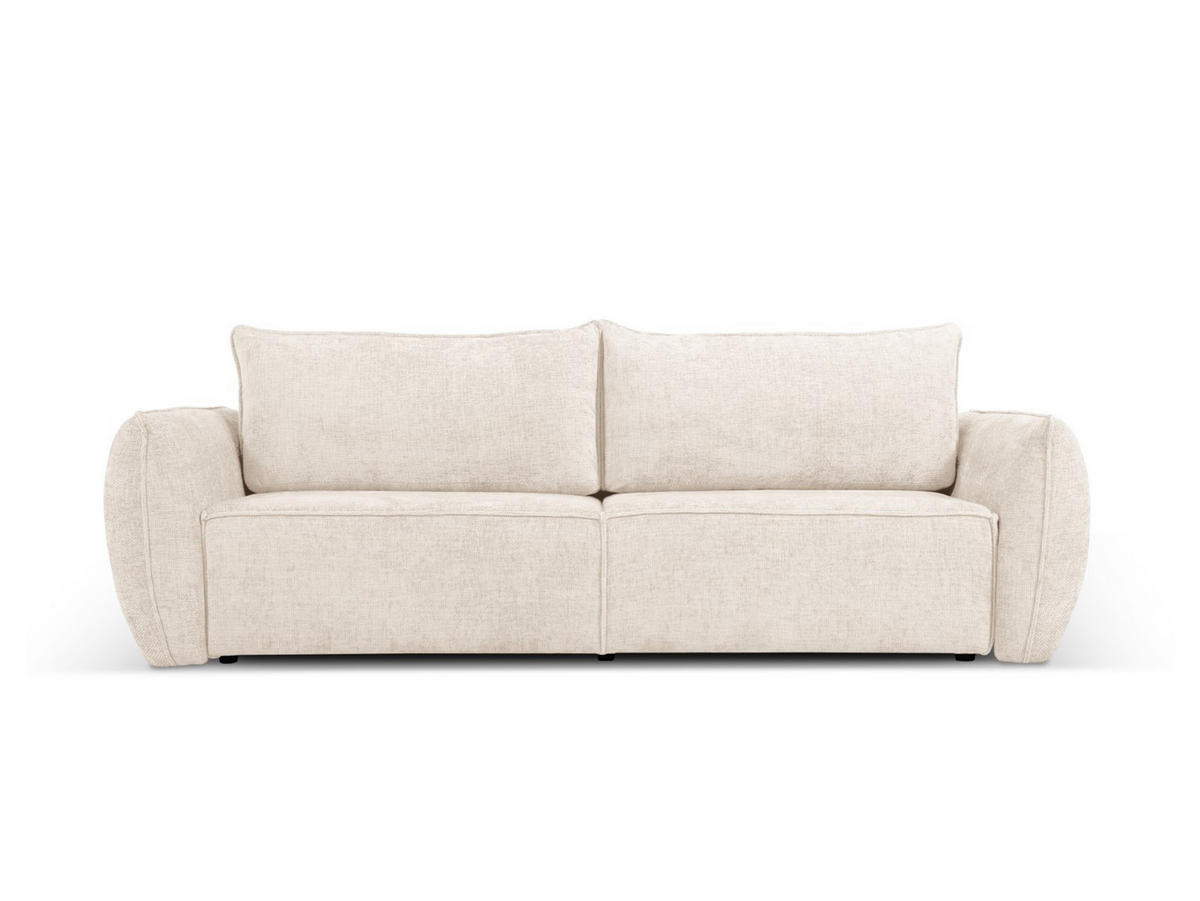 AUSKLAPPBARES-SOFA mit Bettkasten Kaelle aus Chenille-Stoff leichtes beige 3 Sitzplätze - Creme, Textil (97/91/244cm) - Micadoni