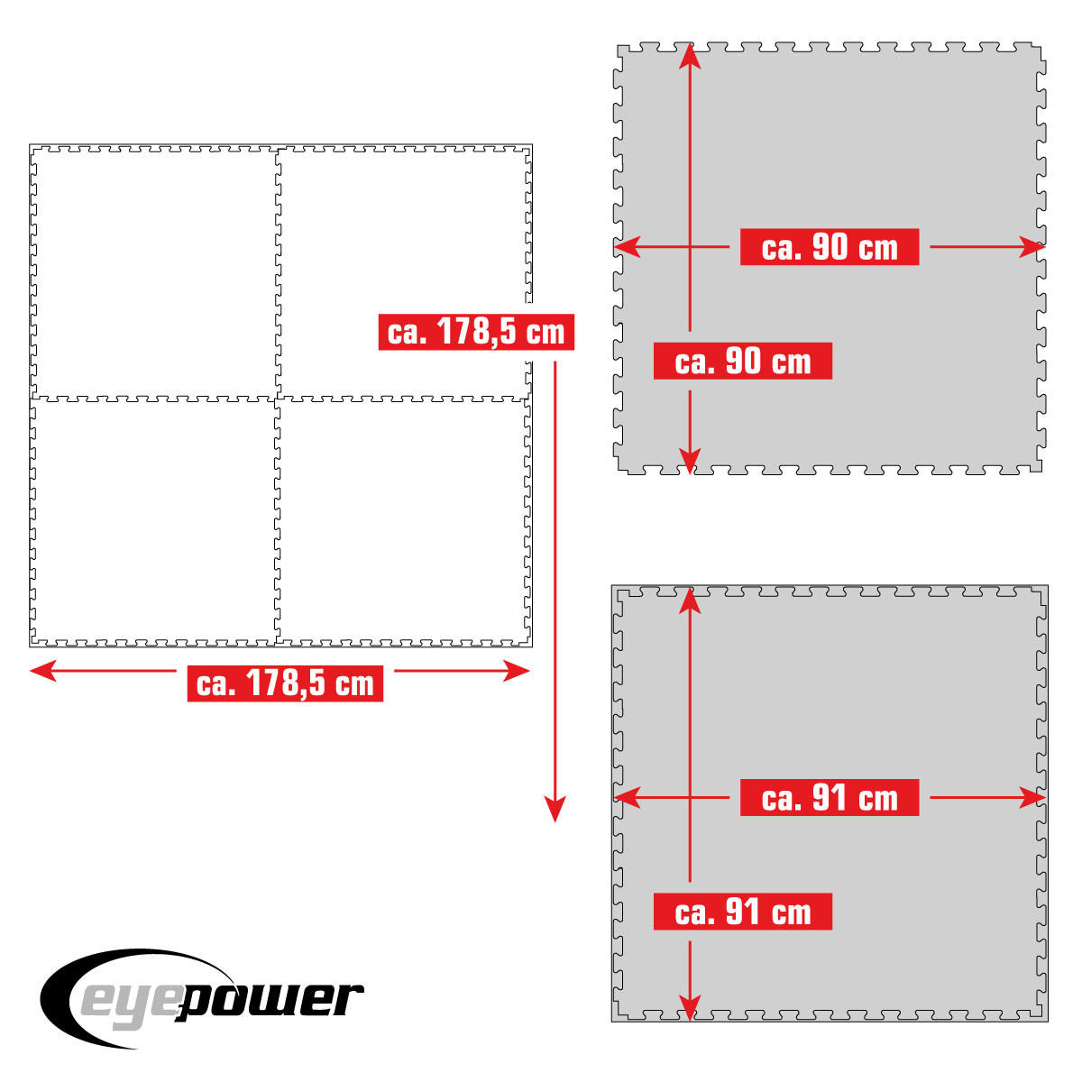 BODENSCHUTZMATTE 90x90x2,5 cm, Braun, 4er Set - Braun, Kunststoff (90/90cm) - eyepower
