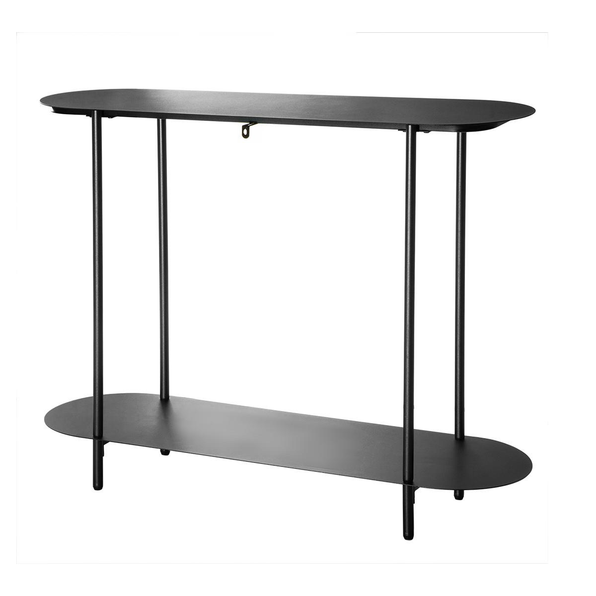 ZWEISTÖCKIGER Konsolentisch aus schwarzem Metall 30/77/99 cm - Schwarz, Metall (99/30/77cm) - Calicosy