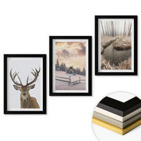 WANDBILDER 3er-Set - 20x30 cm Schwarzer Rahmen - Hirschhütte in Winterlandschaft - Schwarz, Kunststoff (20/30cm) - ArtPrintCave