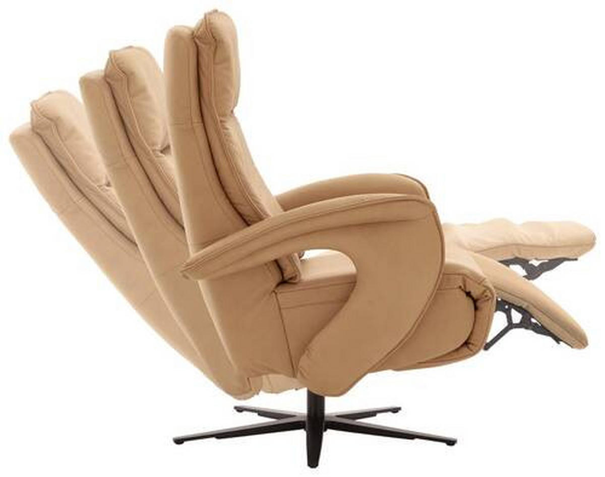 RELAXAČNÍ KŘESLO, kůže, světle hnědá - černá/světle hnědá, Design, kov/kůže (77/110/87cm) - Valdera