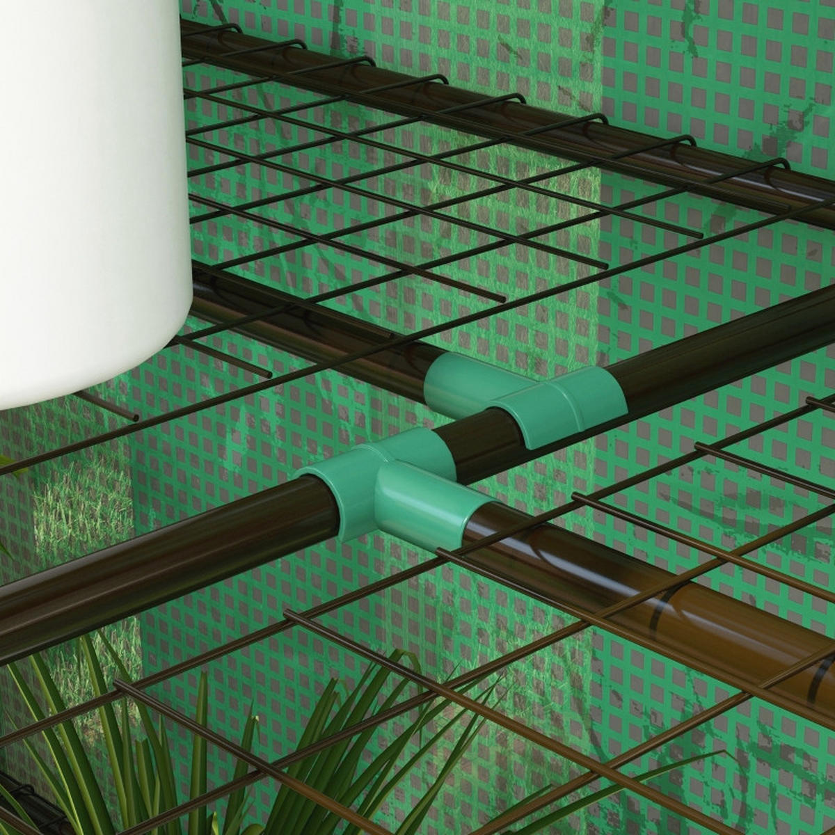 GEWÄCHSHAUS aus Stahl 143x46x141/151 cm in Grün mit 2 Rolltüren - Grün, Metall (46/151/143cm) - Modfu