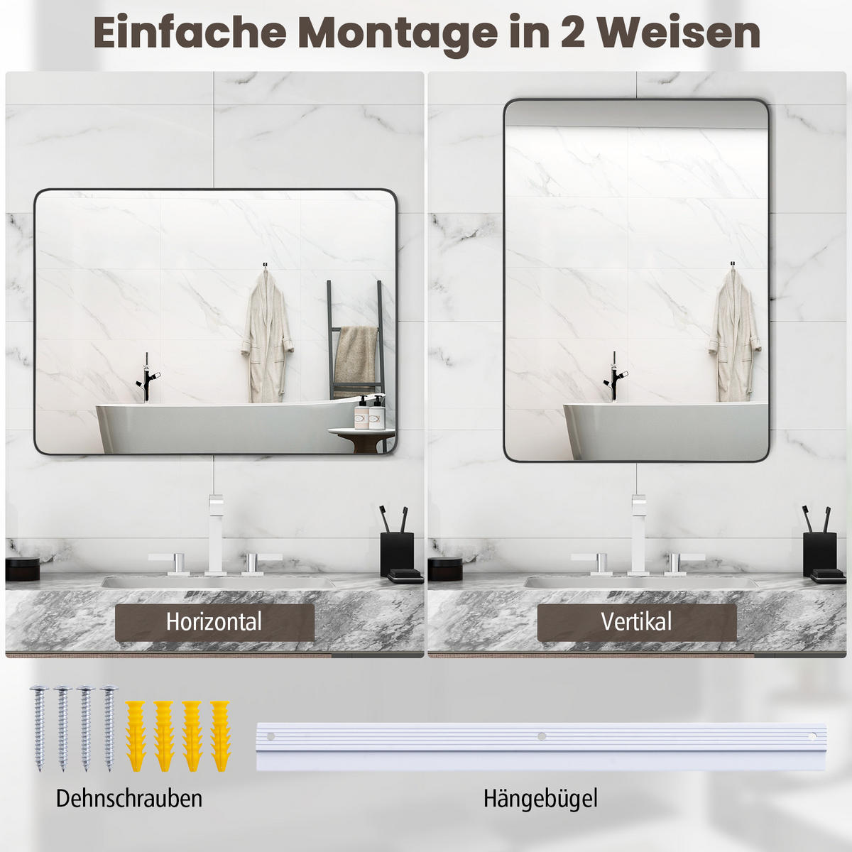 BADEZIMMERSPIEGEL Silber - Silberfarben, Glas (56/3/76cm) - COSTWAY