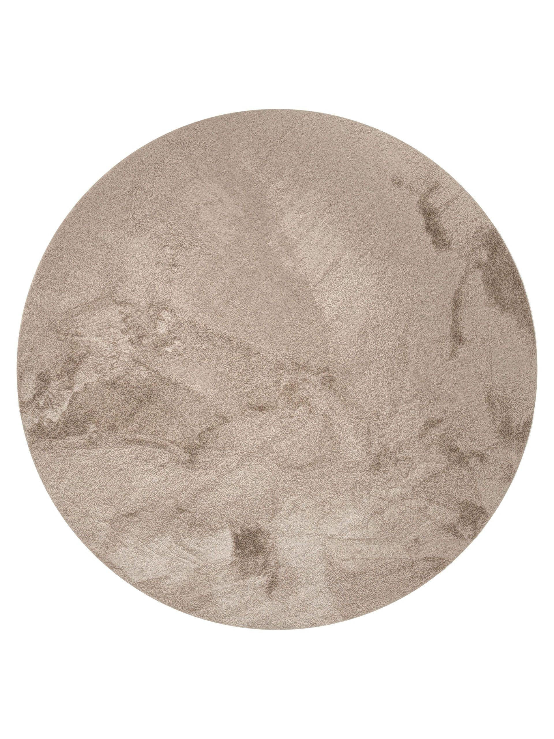 KUNSTFELL-TEPPICH Dave Taupe ø 120 cm rund - Taupe, Textil (120/120cm) - benuta Nest