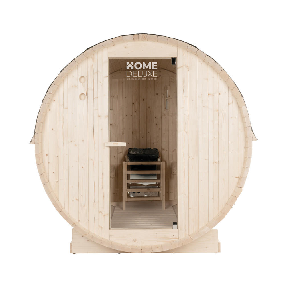 OUTDOOR FASSSAUNA LAHTI - Größe: L - Braun, Holz (189/191.5/180cm) - Home Deluxe