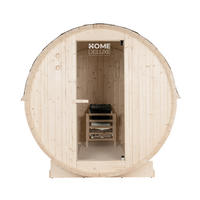 OUTDOOR FASSSAUNA LAHTI - Größe: L - Braun, Holz (189/191.5/180cm) - Home Deluxe