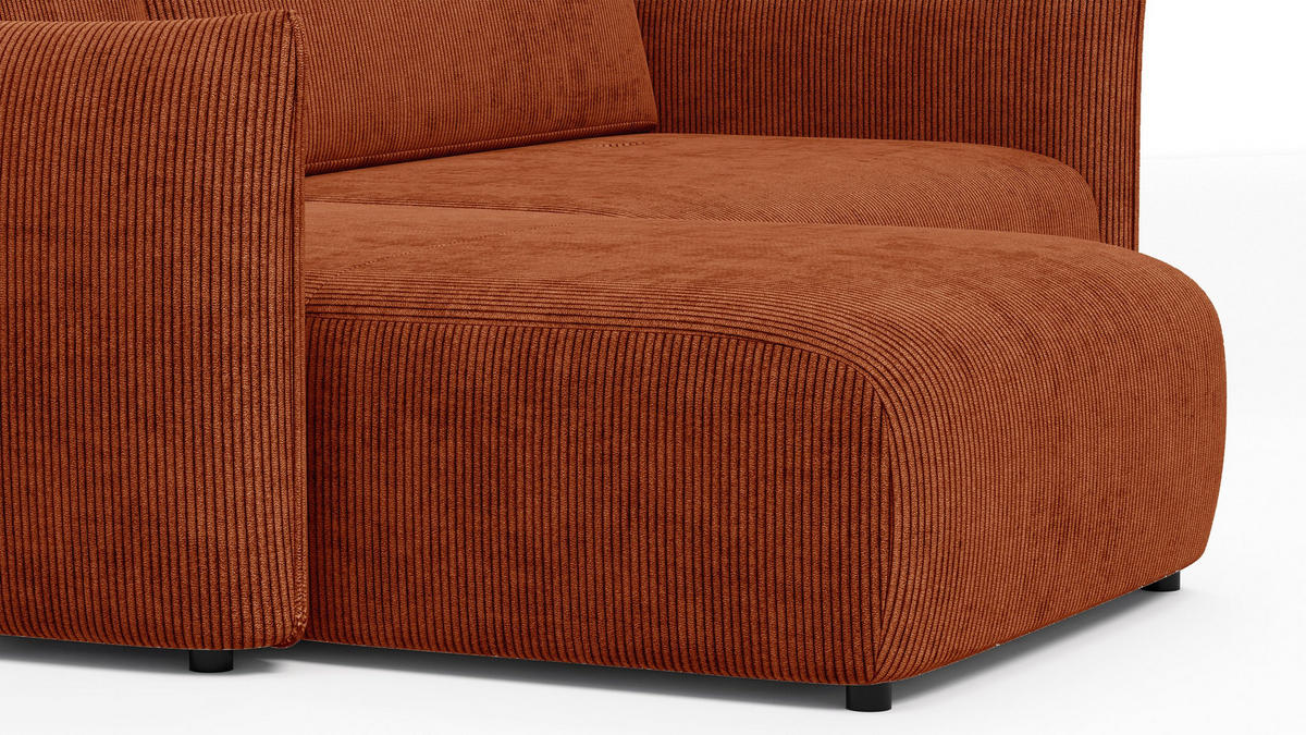 ECKSOFA TAUER 3-Sitzer rechts, orange - Schwarz/Orange, Holz/Textil (248/173cm) - Courtois Laville