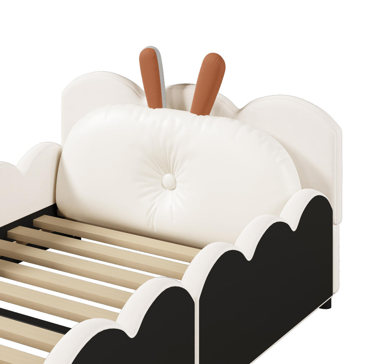 POLSTERBETT 90/200 cm Beige mit Kaninchen-Kissen und Lattenrost - Beige, Textil (90/200cm) - MIVRAY