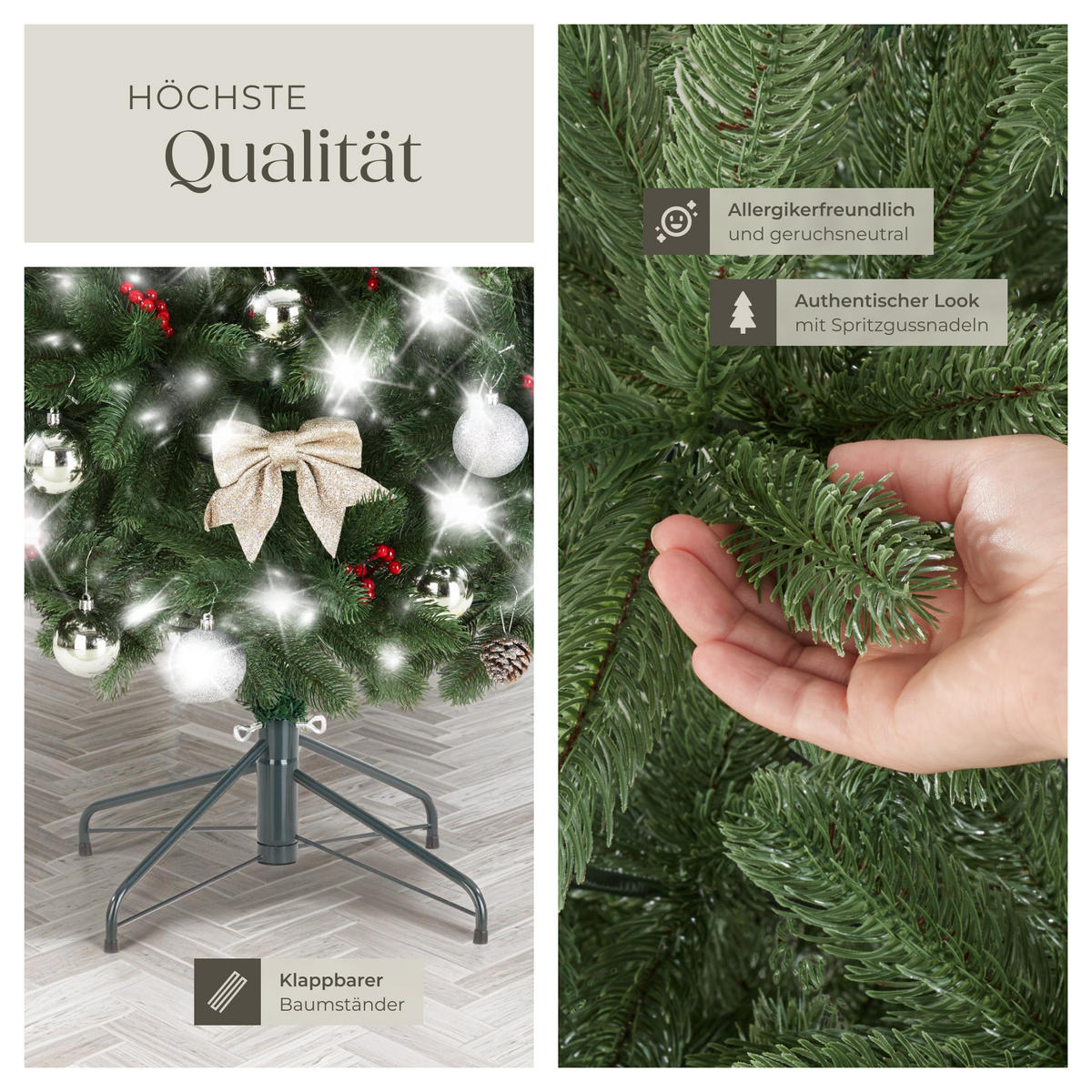WEIHNACHTSBAUM Dancer,pulverbeschichteter Metallständer mit Kunststoffkappen,grün - Grün, Kunststoff (210cm) - tectake