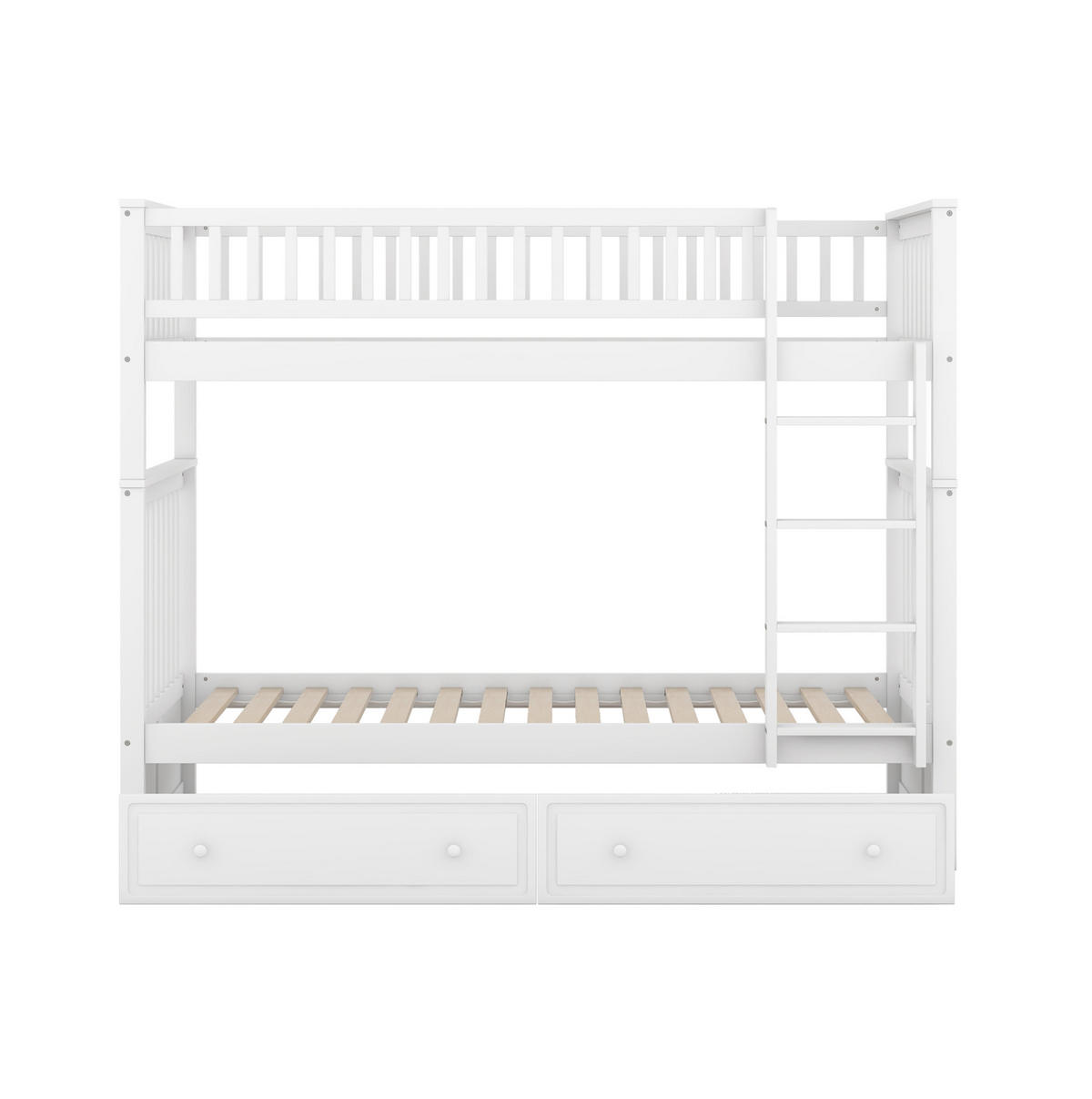 ETAGENBETT aus Kiefernholz 90x200 cm Weiß mit 2 Schubladen, umbaubar zu 2 Einzelbetten - Weiß, Holzwerkstoff (140/200cm) - IVMEU