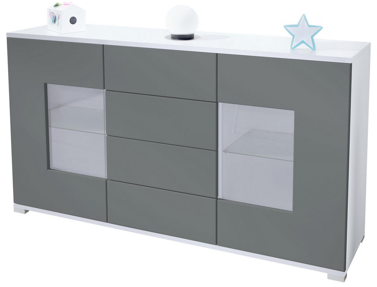 SIDEBOARD Grömitz Graphit Seidenmatt - Graphitfarben, Holzwerkstoff (138.5/75.5/35cm) - Vladon