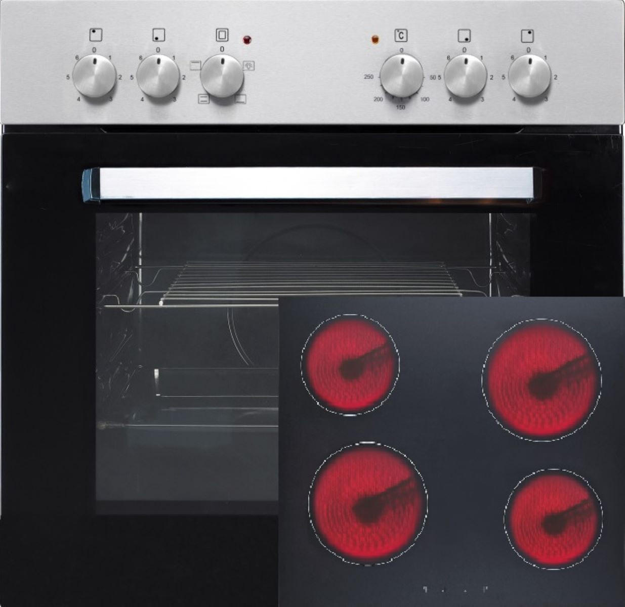 EINBAUHERDSET KH-BIC3-I-GK-IX-2 Edelstahl 60 cm Glaskeramik - Silberfarben, Kunststoff (60/65/57cm) - PKM