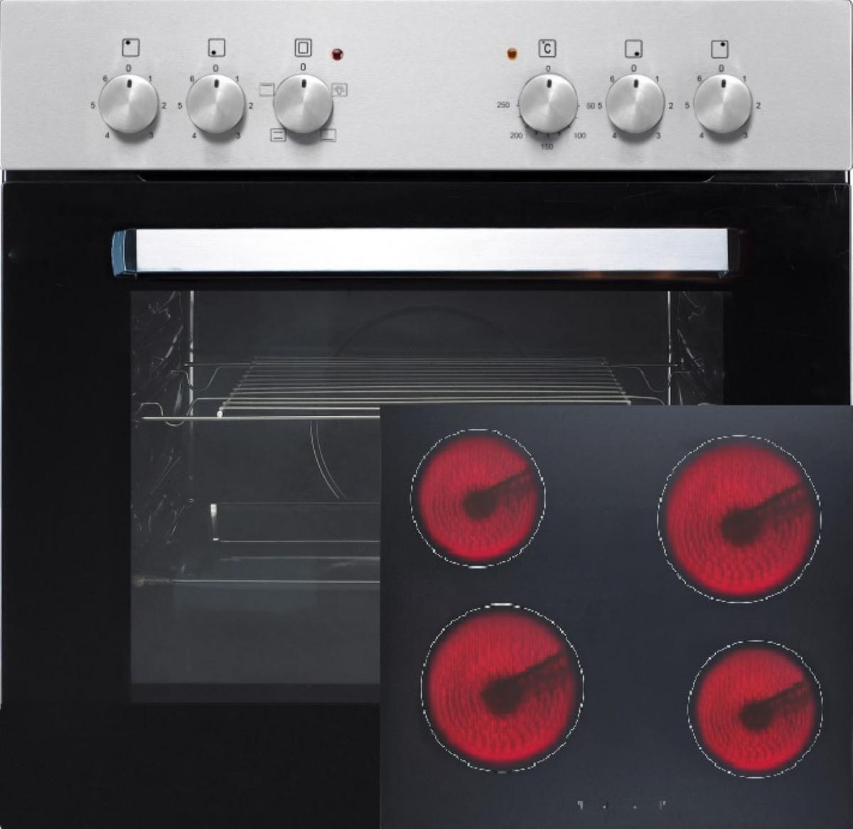 EINBAUHERDSET KH-BIC3-I-GK-IX-2 Edelstahl 60 cm Glaskeramik - Silberfarben, Kunststoff (60/65/57cm) - PKM