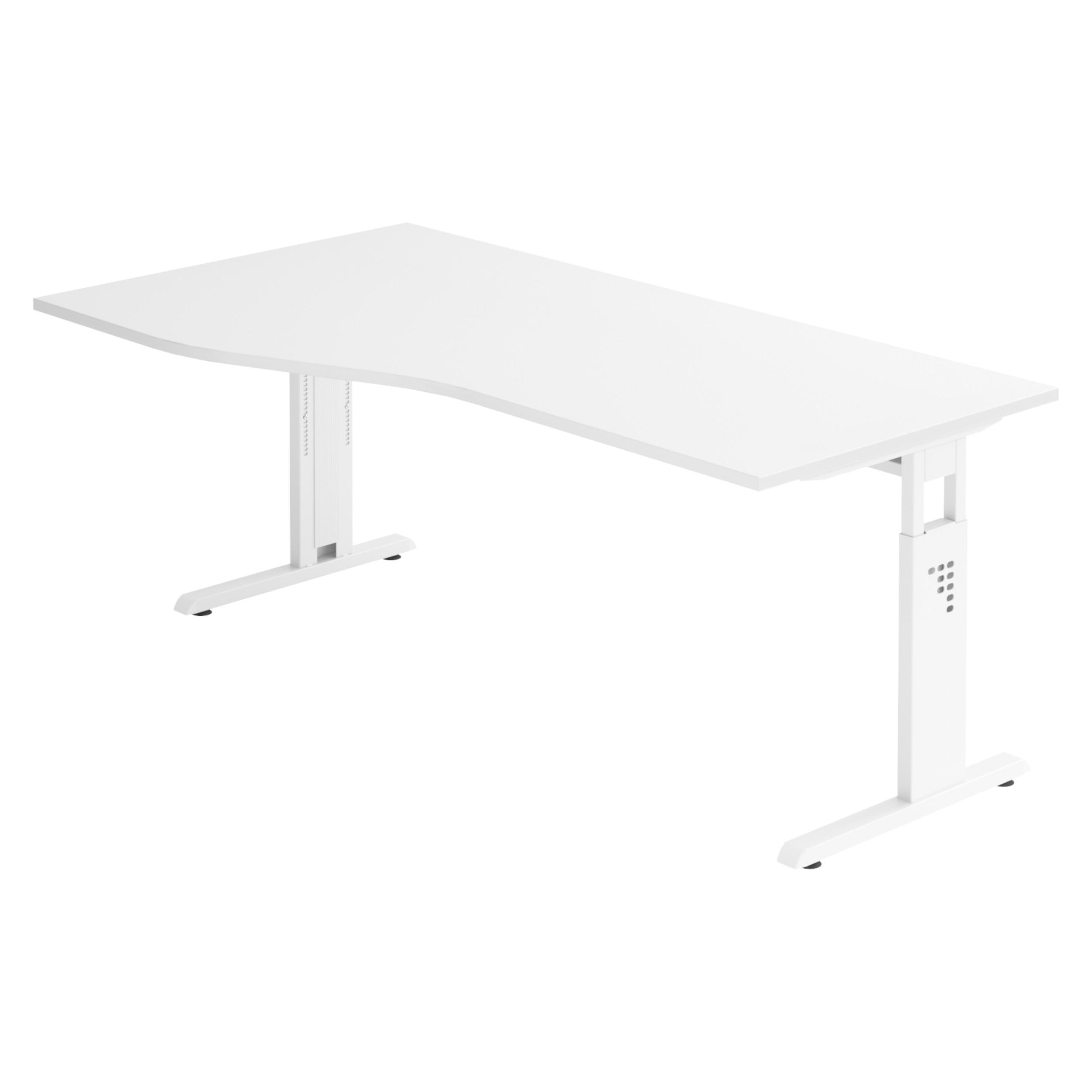 SCHREIBTISCH Serie-O 100/180/74 cm in Weiß/Weiß - Weiß, Holzwerkstoff (100/180/74cm) - bümö