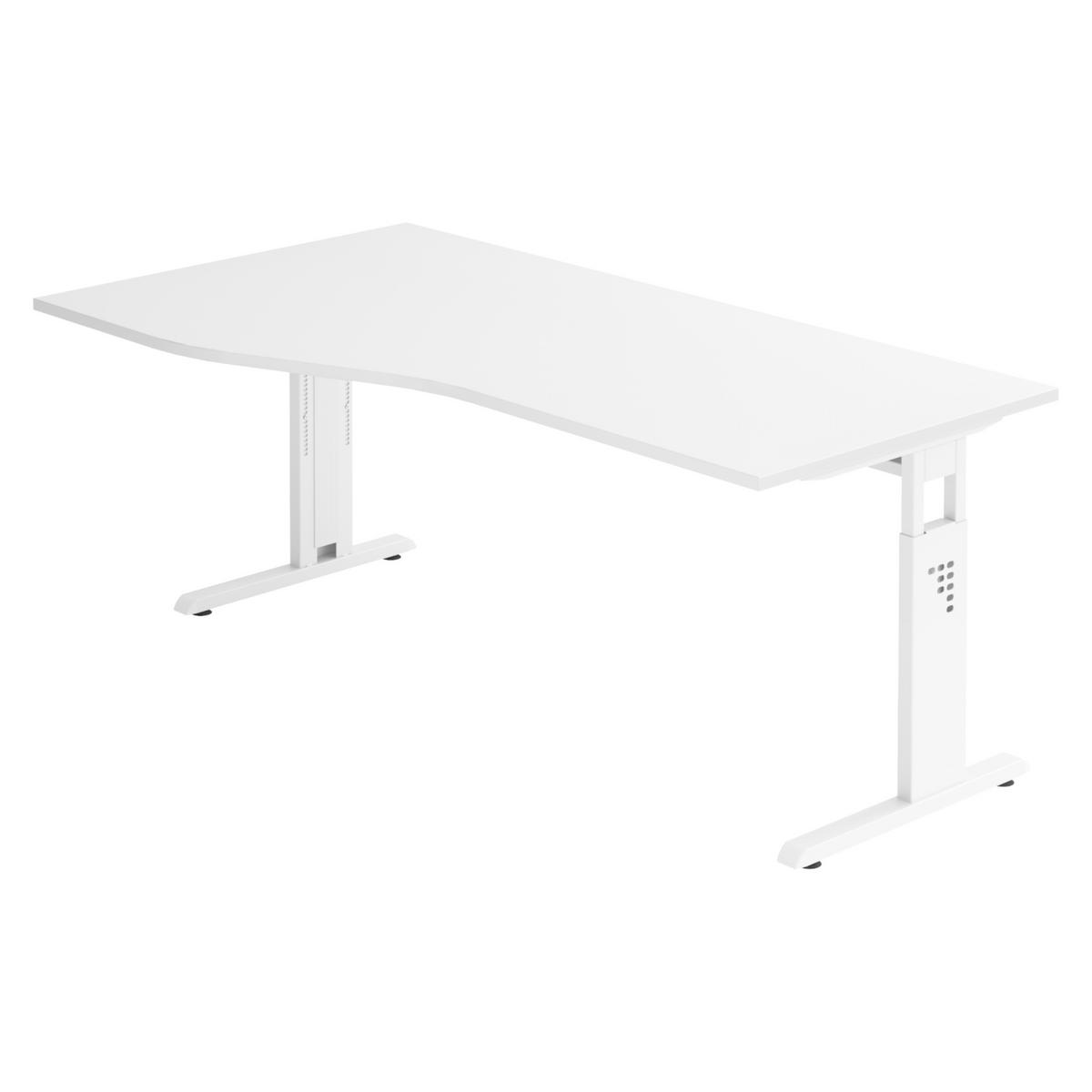 SCHREIBTISCH Serie-O 100/180/74 cm in Weiß/Weiß - Weiß, Holzwerkstoff (100/180/74cm) - bümö