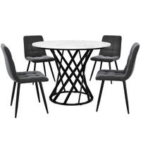ESSGRUPPE DE-39218 runder 80 cm Tisch mit 4 Stühlen Schwarz - Schwarz, Holzwerkstoff (80/76/80cm) - ComfortXL
