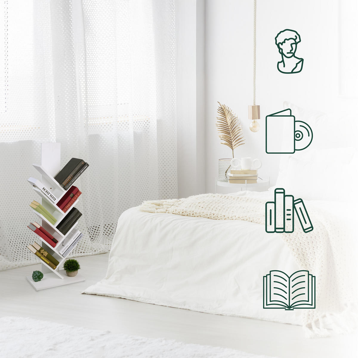 BÜCHERREGAL - Weiß, Holzwerkstoff/Kunststoff (40/102/21.5cm) - Relaxdays