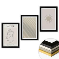 WANDBILDER 3er-Set - 20x30 cm Schwarzer Rahmen - Minimalistische Sandlinien Sonne - Schwarz, Kunststoff (20/30cm) - ArtPrintCave