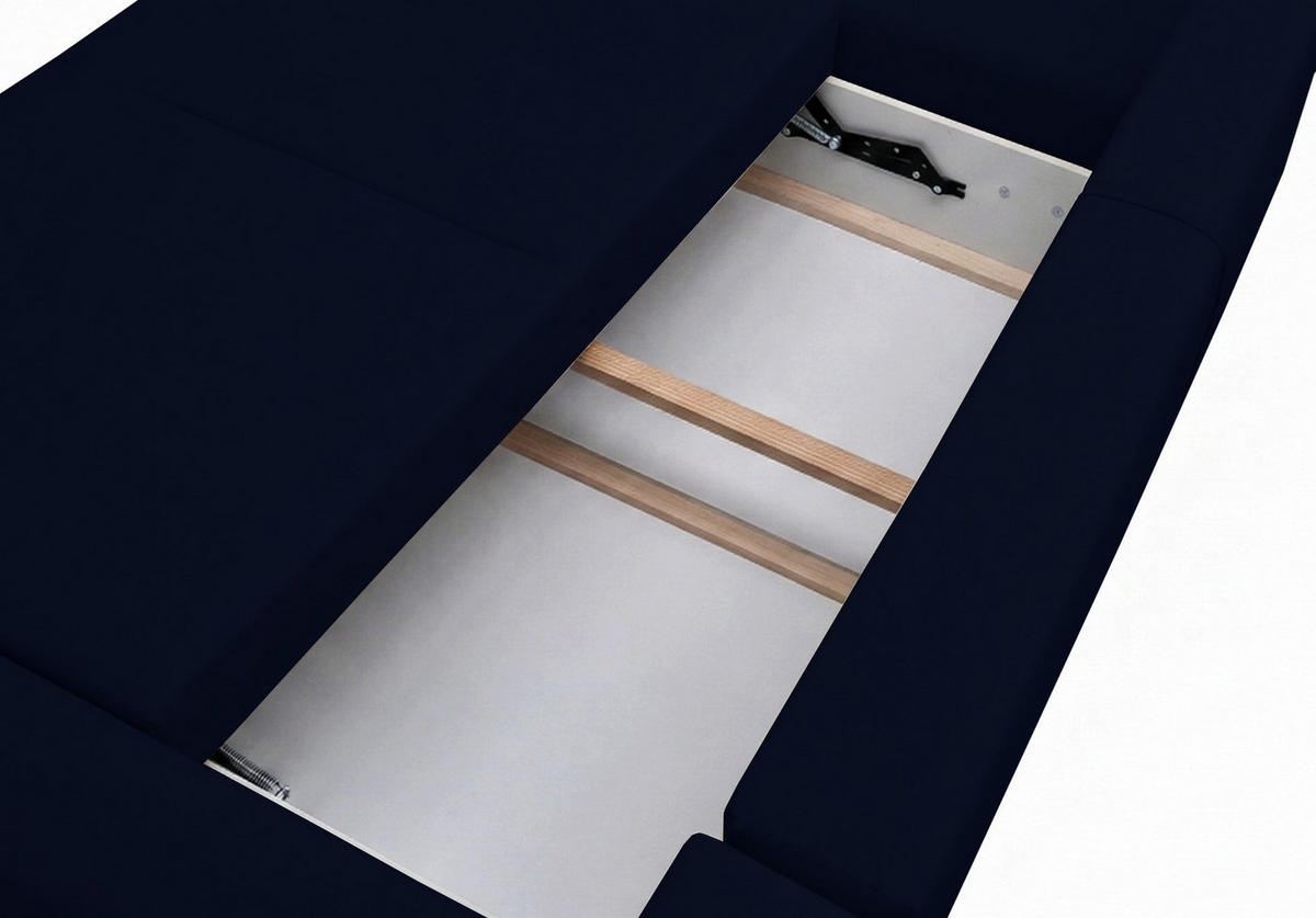 ROHOVÁ SEDAČKA U Olido tmavomodrý zamat - čierna/tmavomodrá, textil/plast (315/82/150cm) - Selsey