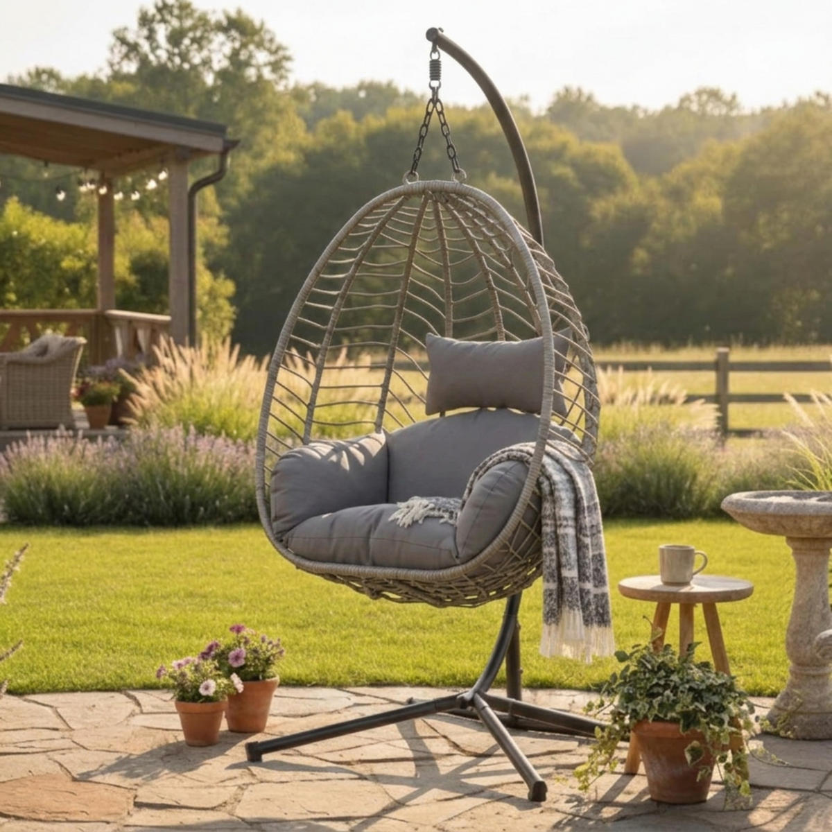 HÄNGESESSEL in Grau - Grau, Metall (92/197/104cm) - Home Collective