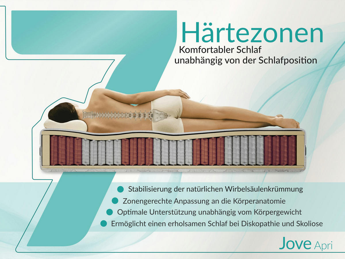 TASCHENMATRATZE JOVE - 90/200 - H3 - Apri - Hellgrau, Textil (90/200cm) - MKS