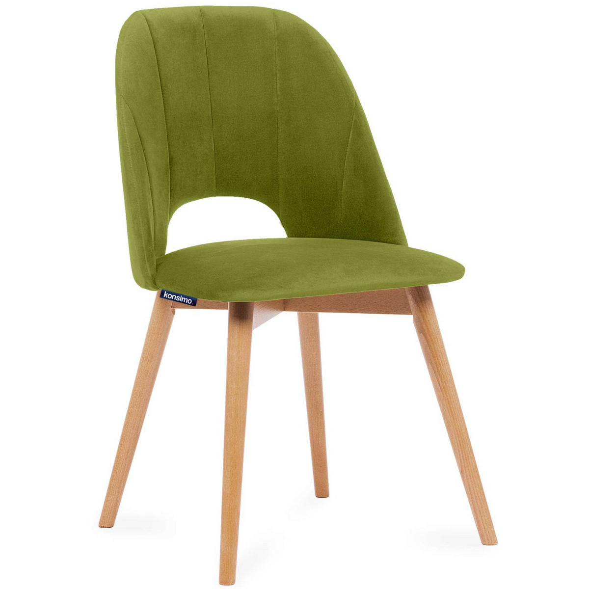 ESSZIMMERSTUHLE TINO 2-tlg Velours-Sitz, Oliv - Eichefarben/Olivgrün, Holz/Textil (48/86/44cm) - KONSIMO®