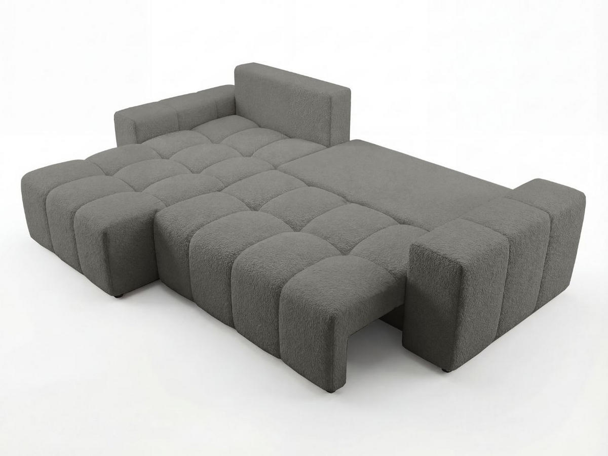 ECKSOFA Bresso Bouclé-Stoff Grau - Grau, Holz/Textil (255/168cm) - Graingold