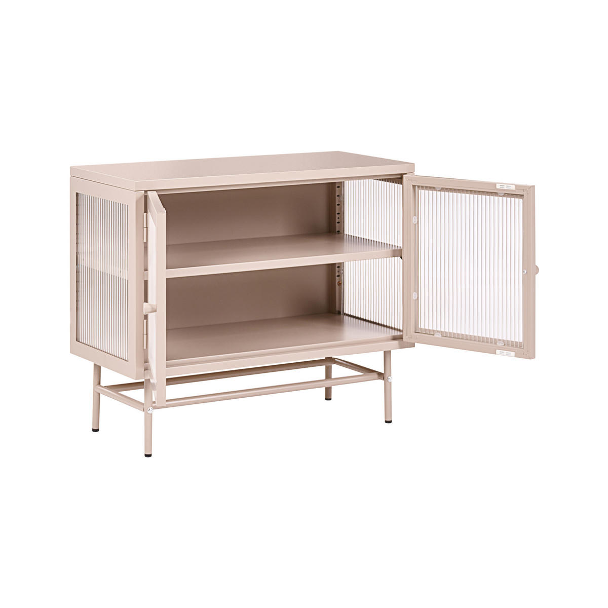 SIDEBOARD se skleněnými dveřmi Kov 77 cm Béžový Devon - béžová, kov (77/64/35cm) - Beliani
